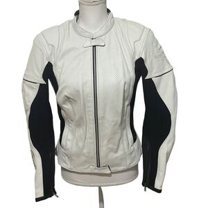 ScorpionEXO Leather Motorcycle Jacket Womens M Off White Biker Travel Streetwear
